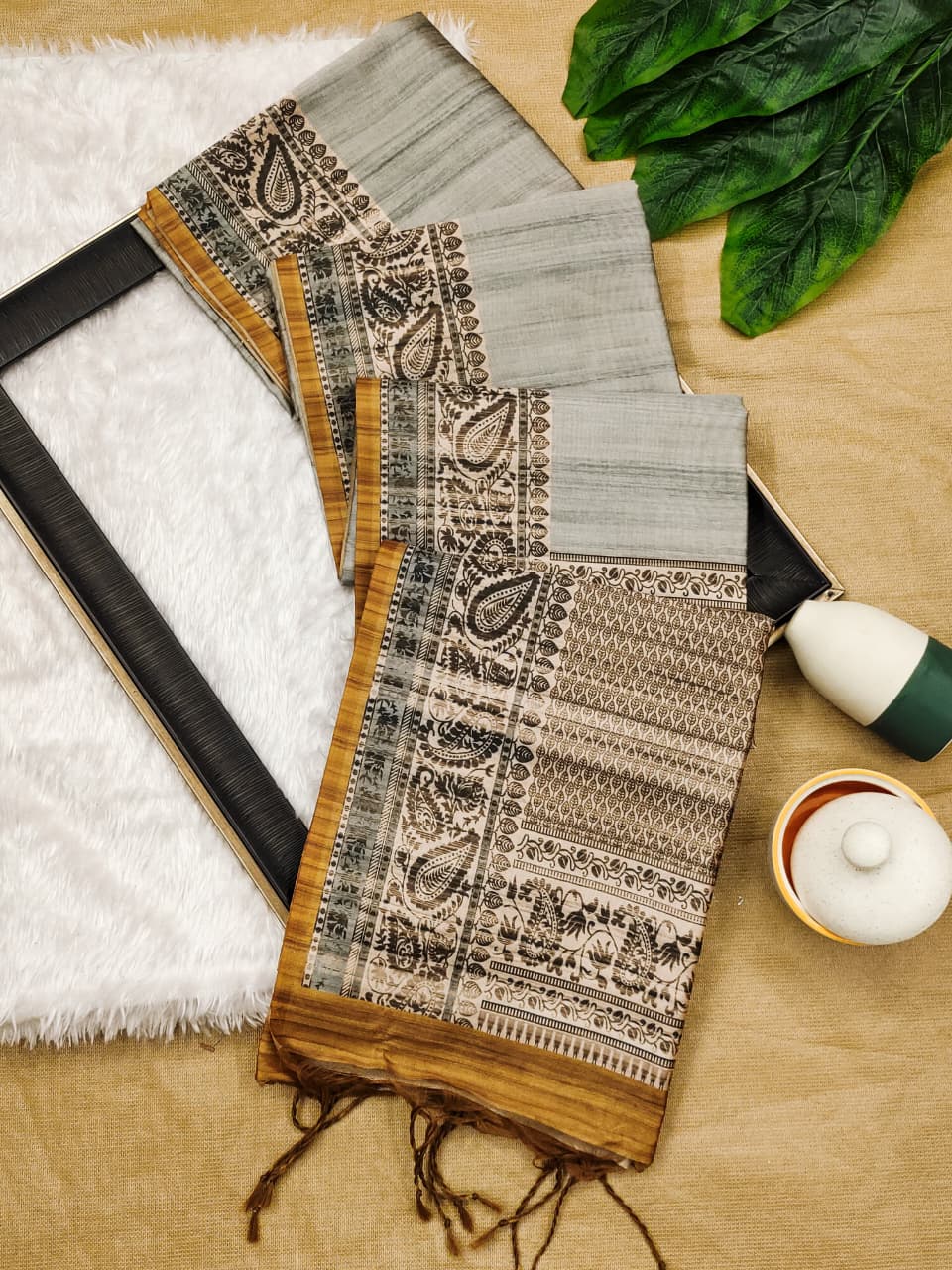 Traditional Printed Soft Tussar Silk Saree
